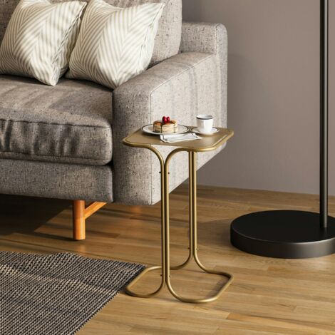 Petite table d'appoint dorée carrée - finition mate JENA (1/5)