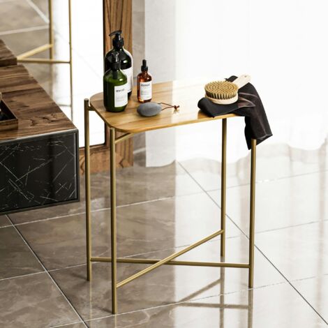 Petite table bois rectangulaire - structure métal doré JENA (1/5)