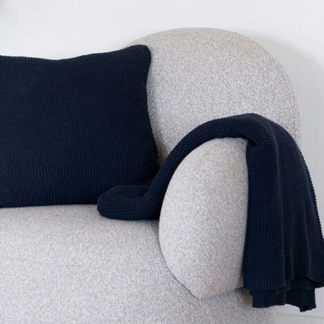 Plaid canapé bleu marine - maille de coton recyclé FALLON