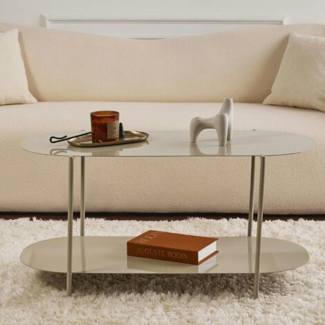 Table basse double plateau taupe - forme ovale SFAX (1/5)