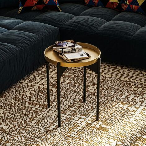 Petite table ronde noire design & plateau doré SFAX (1/5)