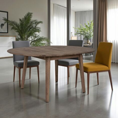 Table extensible ronde en bois brun 118-158 cm SAVONE (1/5)