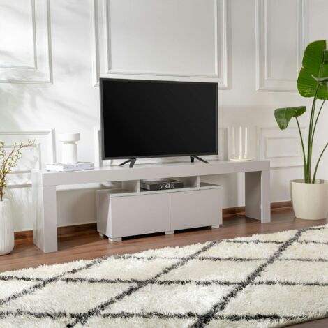 Banc TV moderne avec rangement - gris effet laque MARFA (1/5)