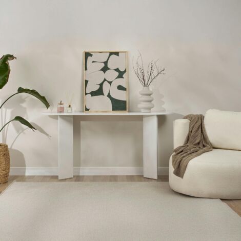 Pier Import – Console de salon blanche effet laqué – pieds en V – MDF mélaminé résistant aux rayures – Dimensions 150x35x75 cm (1/5)