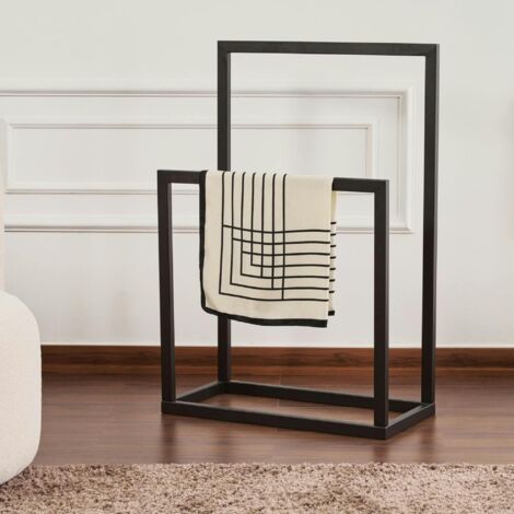 Porte-serviettes Vintage Sur Pied – 2 Barres + Anneau – Chrome Et Laiton Doré