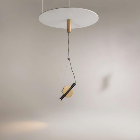 Suspension design graphique – disque doré et tube noir MONA (1/5)