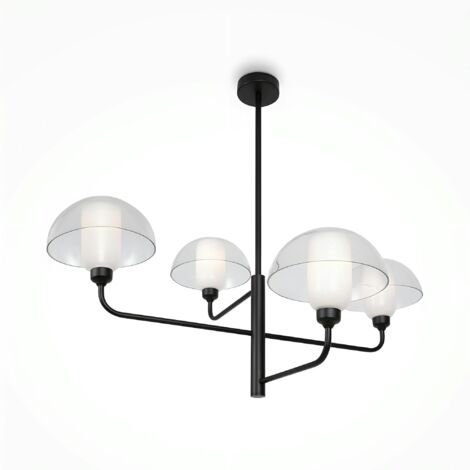 Suspension noire moderne – 4 dômes verre & opalin WINDER (1/5)