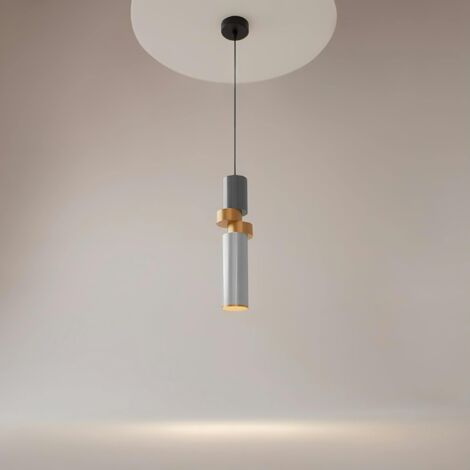 Suspension design grise & or – tige & anneaux dorés SOLANA (1/5)