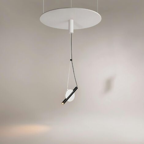 Suspension design graphique – disque blanc et tube noir MONA (1/5)