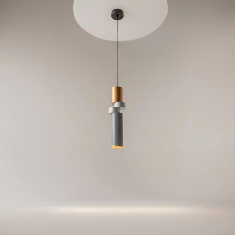 Suspension design grise & or – tige & anneaux gris SOLANA (1/5)