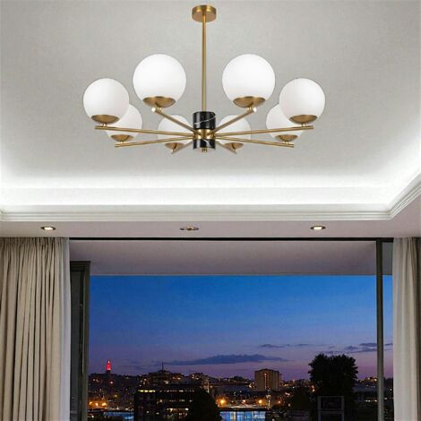 Suspension moderne – 8 globes & marbre noir DELTONA (1/5)