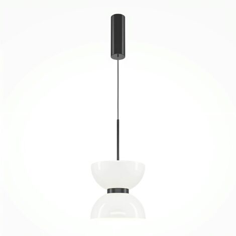 Suspension design noire – sablier en verre blanc ENID (1/5)