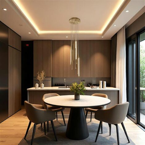 Suspension design LED – cascade de 9 lampes dorées SALEM