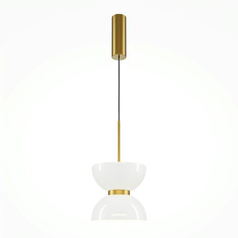 Suspension design dorée – sablier en verre blanc ENID (1/5)