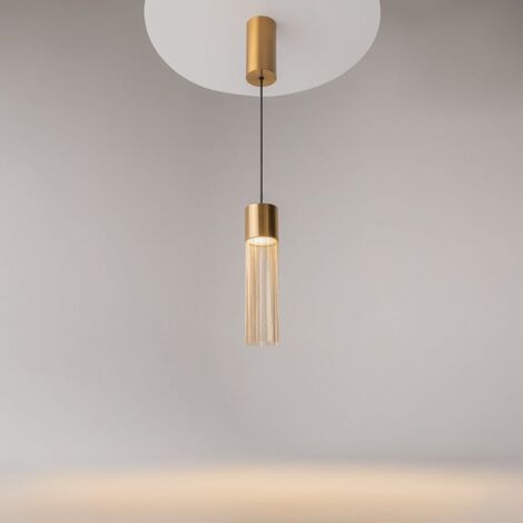 Suspension moderne LED – cylindre & franges dorées AMOS (1/5)