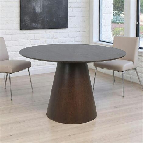 Table ronde en bois foncé Ø120 cm LISBONNE (1/3)