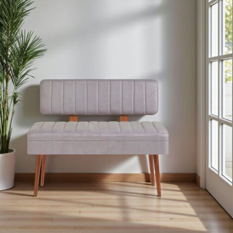 Banc d'entrée avec rangement - tissu gris JENA (1/5)