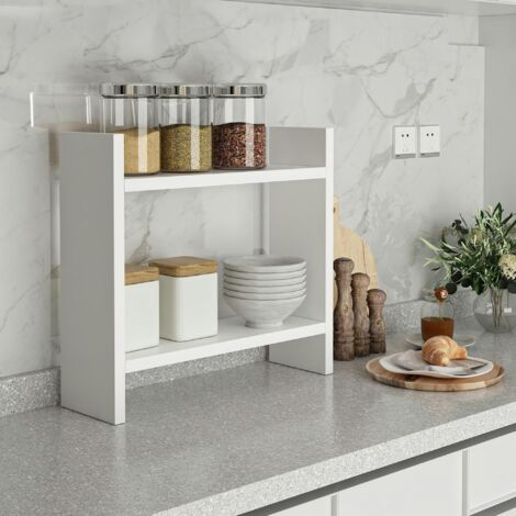 Etagère cuisine blanche à poser - 2 niveaux MARFA (1/5)