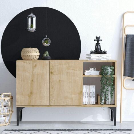 Petit buffet 2 portes effet chêne - avec niches JENA (1/5)