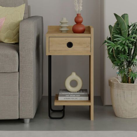 Chevet moderne effet bois - 1 niche ouverte, côté droit JENA (1/5)
