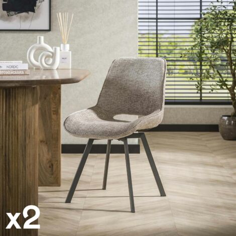 Chaise pivotante confort – beige, dos ajouré (lot de 2) ASCOLI (1/3)