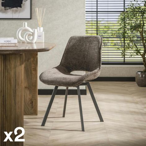 Chaise pivotante confort – taupe, dos ajouré (lot de 2) ASCOLI (1/3)