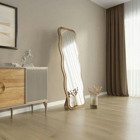 Miroir plein pied tendance effet bois noyer, vague 160 cm CODY (1/5)