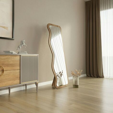 Miroir plein pied moderne 160 cm - ondulations effet noyer CODY (1/5)