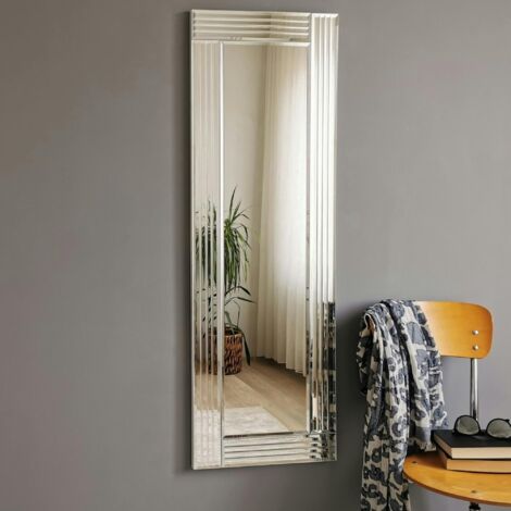 Miroir rectangulaire moderne chic - cadre strié 120 cm CODY (1/5)