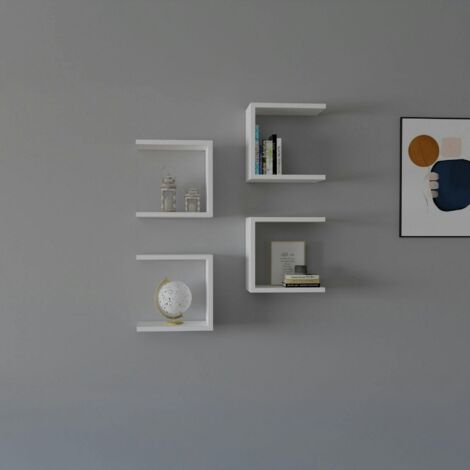 Etagère murale modulable blanche forme U (lot de 4) MARFA (1/5)