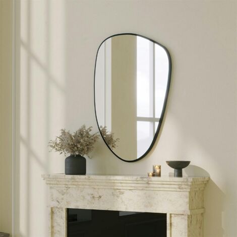Miroir design organique bord noir 91 cm, forme fluide CODY (1/5)