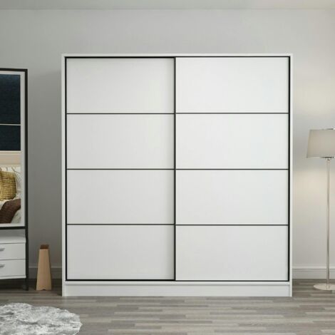 Armoire penderie blanche portes coulissantes L.180 cm BYRON (1/5)