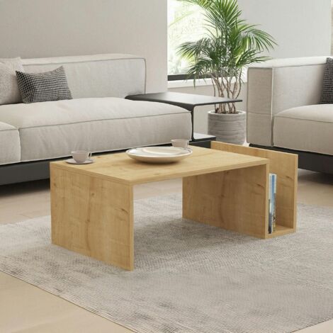Table basse moderne effet bois avec porte-revues MARFA (1/5)