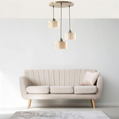 Suspension moderne en verre ivoire 3 abat-jour SIDE (1/4)