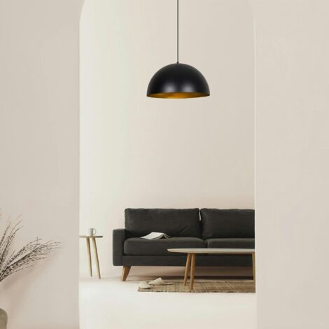 Suspension de table noire dôme intérieur doré Ø50 cm SILE (1/5)