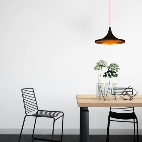 Suspension moderne noire mate câble rouge, forme évasée SILE (1/5)