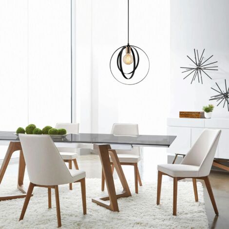 Suspension design noire filaire, anneaux entrelacés SILE (1/5)