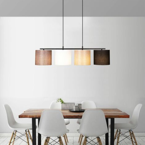 Suspension de table moderne, 4 abat-jour tons naturels ZURICH (1/5)