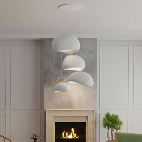 Suspension design blanche 4 abat-jour organiques NOXIS