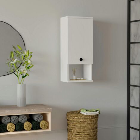 Armoire de toilette blanche, 1 porte 1 niche MARFA (1/4)