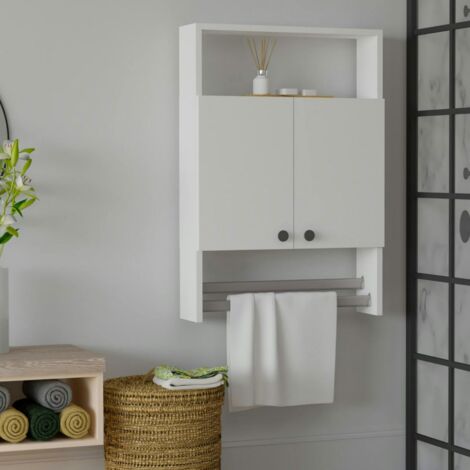 Armoire de toilette blanche 1 porte-serviettes MARFA (1/4)