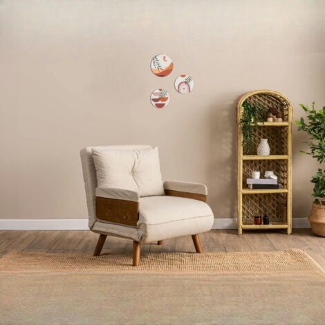 Fauteuil convertible écru 1 place couchage 190 cm LOJA