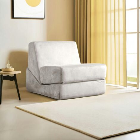 Chauffeuse convertible gris clair velours, lit d'appoint SAPPO (1/5)