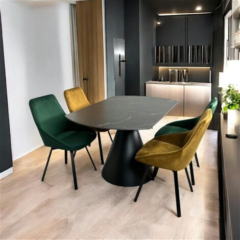 Table ronde extensible en céramique noire 135 cm OTTAWA (1/5)