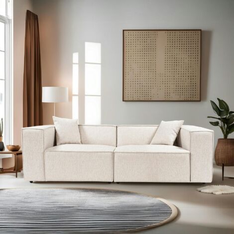 Canapé 3 places sable design coutures apparentes OSTUNI (1/5)