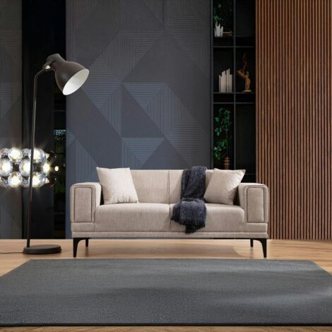 Canapé 2 places taupe, accoudoirs matelassés 170 cm LUCCA (1/5)