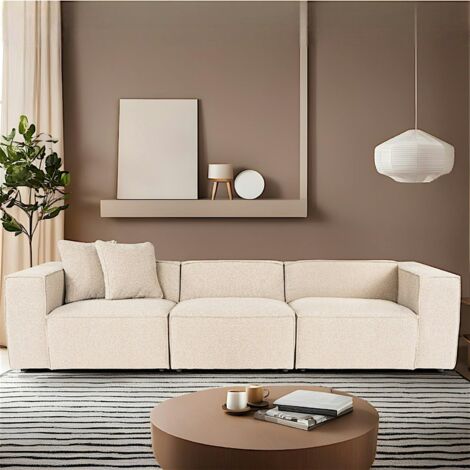 Canapé 4 places beige rosé design coutures apparentes OSTUNI (1/5)