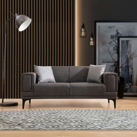 Canapé 2 places anthracite, accoudoirs matelassés 170 cm LUCCA (1/5)