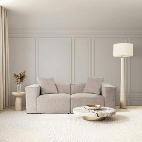 Canapé 3 places taupe design coutures apparentes OSTUNI (1/5)