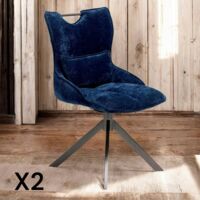 Chaise pivotante coussin et poignée tissu bleu (lot de 2) IENA